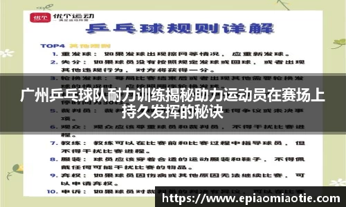 广州乒乓球队耐力训练揭秘助力运动员在赛场上持久发挥的秘诀